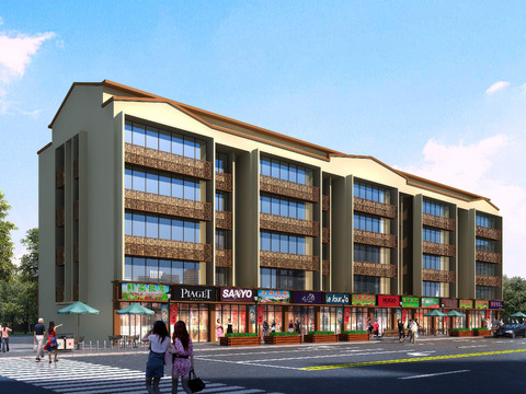  现代商业楼建筑外观psd 