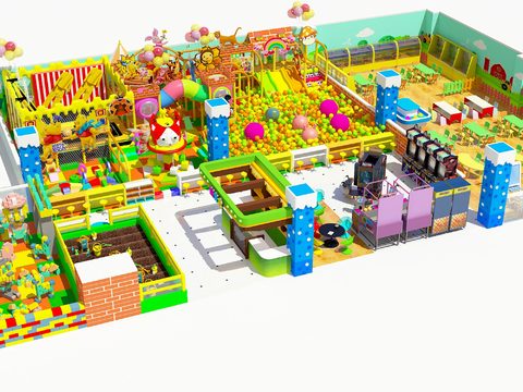  现代淘气堡儿童乐园游乐设施3d模型 