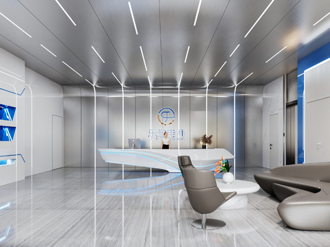  现代公司大堂3d模型 