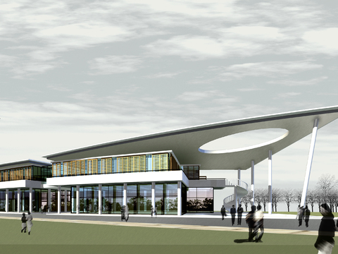  现代展厅外观psd 