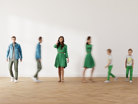  时尚人物 步行人物3d模型 