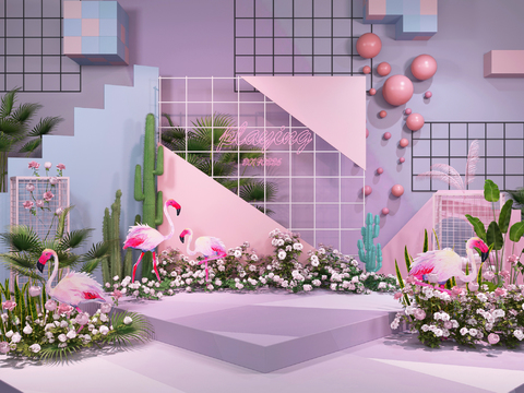  北欧网红婚庆合影区3d模型 