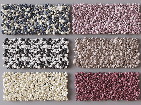  鹅卵石 水洗石 五花石 碎石 砾石3d模型 