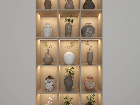  侘寂陶罐 土陶 器皿3d模型 