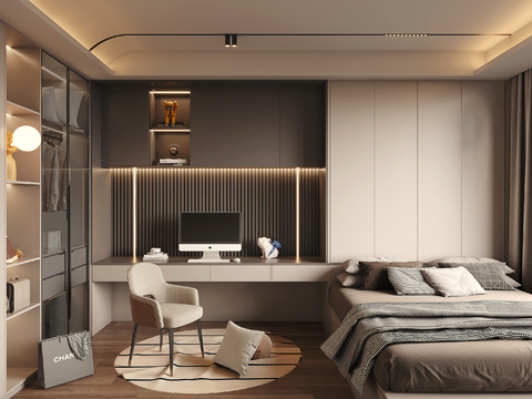  现代榻榻米卧室3d模型 