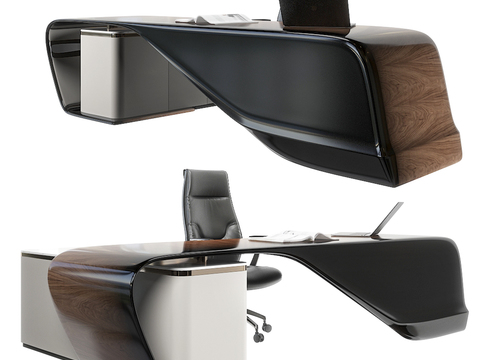  现代办公桌班台桌3d模型 