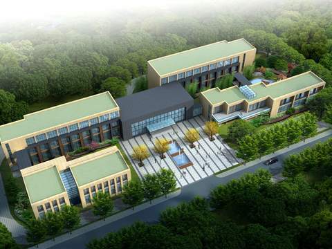  现代学校鸟瞰psd 