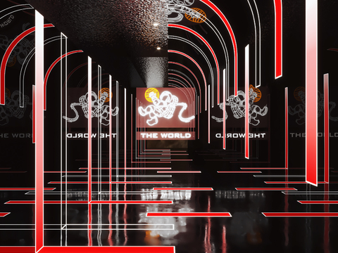  现代酒吧走廊过道3d模型 