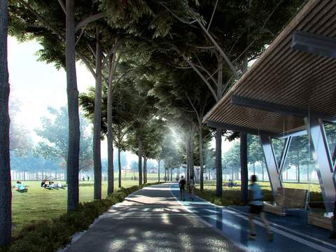  公园小路 跑步道3d模型 