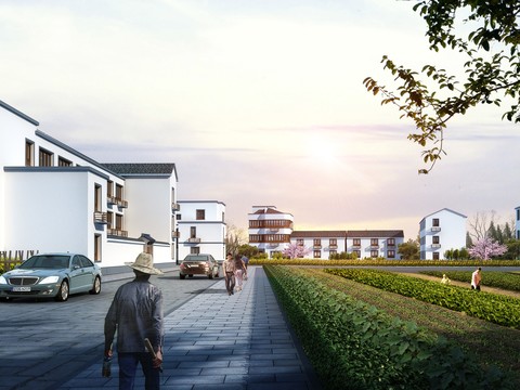  新中式道路桥梁菜地园林psd 