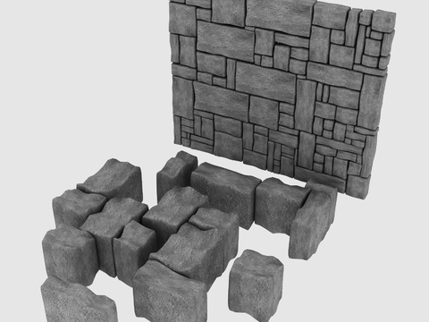  砖墙 景观石3d模型 