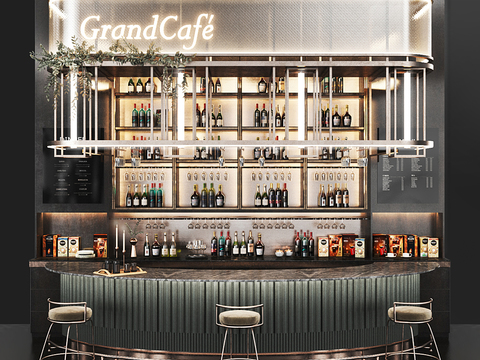  现代轻奢酒吧吧台3d模型 