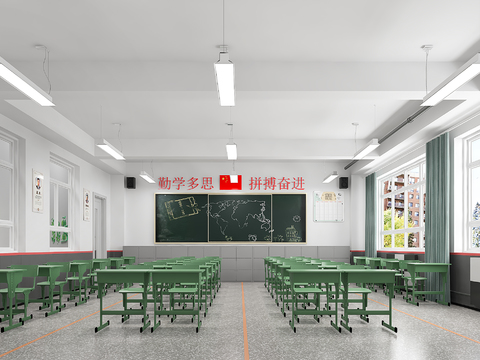  现代教室3d模型 
