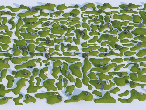  庭院微地形 小型丘陵 坡地地形3d模型 