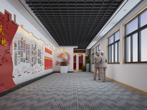  现代党建展厅3d模型 