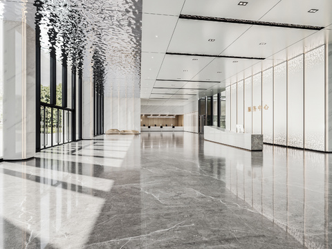  现代政府服务大厅d模型 