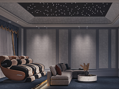  现代视听室音影室3d模型 