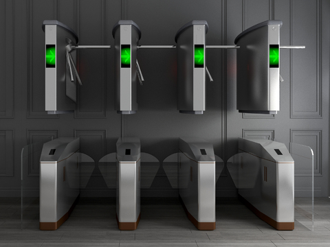  现代自动感应门闸组合3d模型 