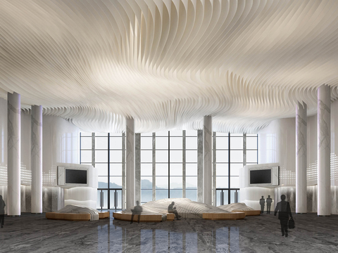  现代办公大堂3d模型 