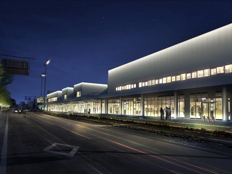  现代商业街夜景psd 