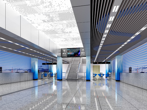  地铁站 车站3d模型 