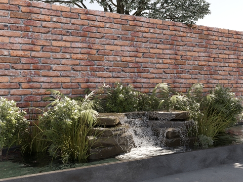  庭院小品 喷泉 景墙3d模型 