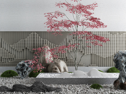  新中式庭院园艺小品3d模型 