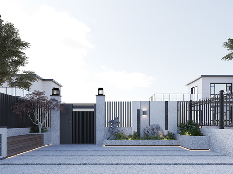  别墅庭院 花园3d模型 