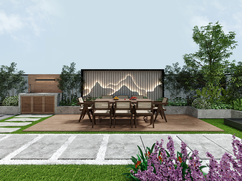  现代阳台露台3d模型 