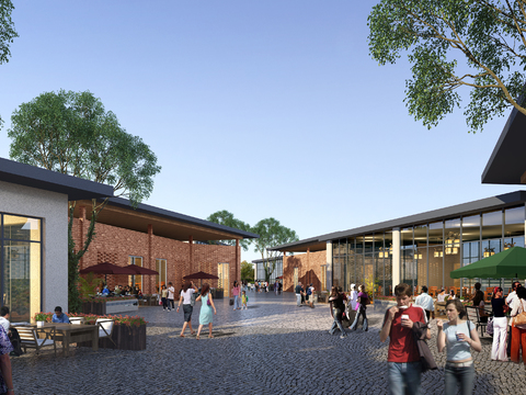  新中式商业街步行街psd 