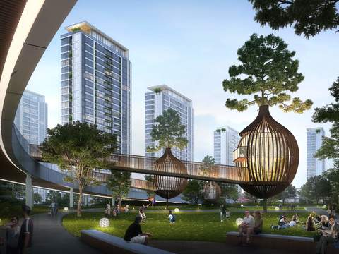  现代办公楼建筑外观psd 