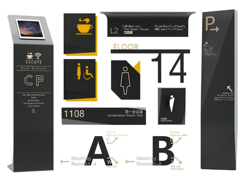  现代指示牌导向牌3d模型 