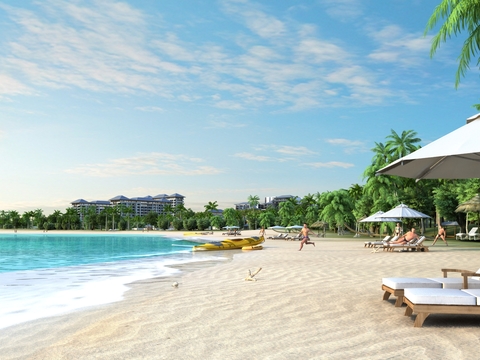  现代海边沙滩景观3d模型 