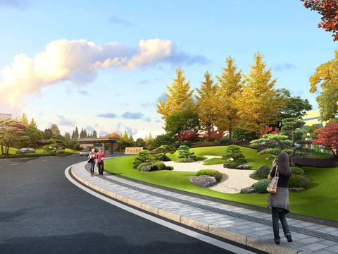  现代道路桥梁景观psd 