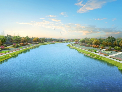  河流 河滨景观psd 