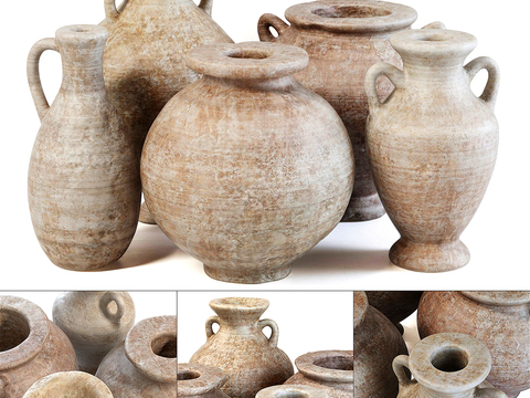  侘寂陶罐 器皿 陶艺 陶瓷3d模型 