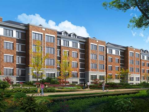  现代住宅楼建筑外观psd 