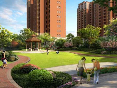  现代未来小区公园园林景观psd 