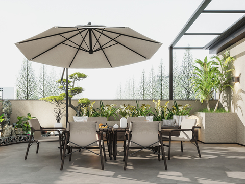  露台花园 阳台3d模型 