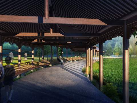  中式凉亭公园 亭子psd 