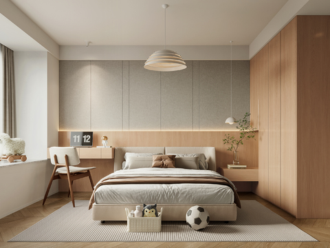 奶油风卧室 主卧 主人房3d模型