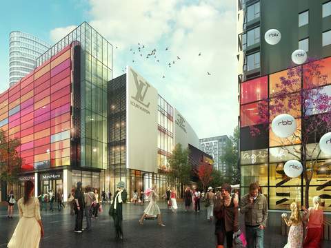  现代商业街步行街psd 