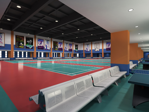  现代羽毛球馆3d模型 