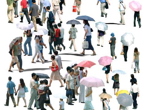  现代都市撑伞人物psd 