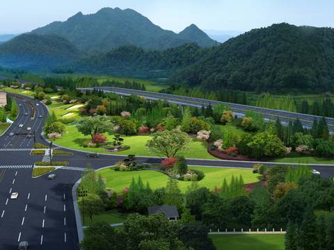  现代道路桥梁鸟瞰psd 