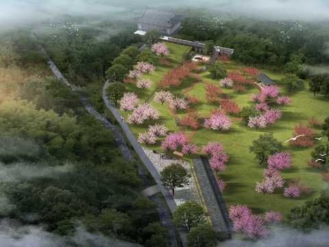  园林 景观鸟瞰PSD 