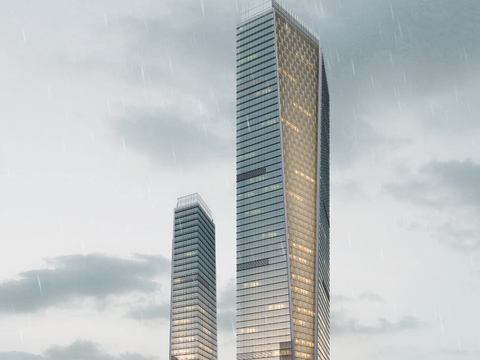  现代商务大厦建筑外观psd 