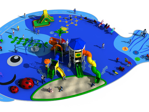  现代儿童游乐场3d模型 