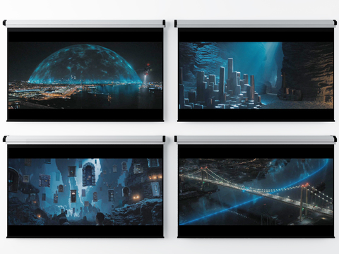  投影幕布3d模型 