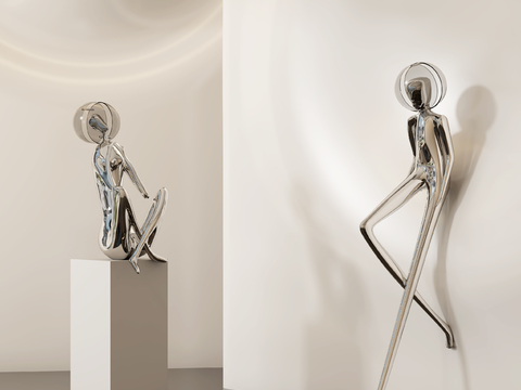  现代抽象雕塑摆件3d模型 